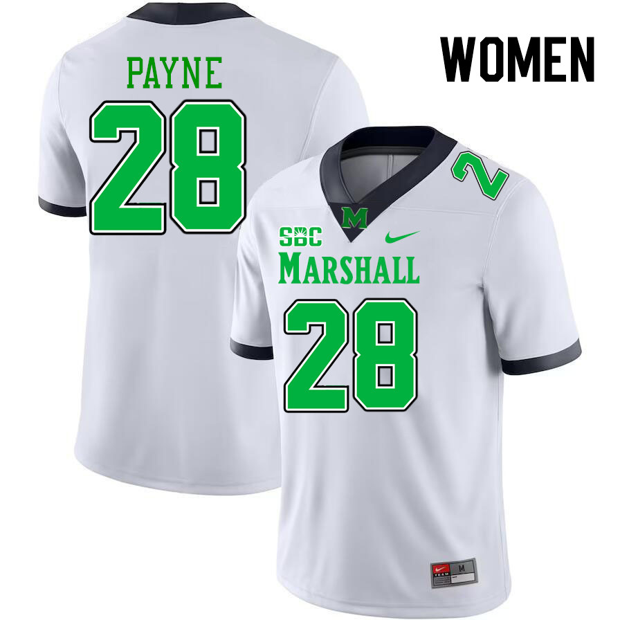 Women #28 Ethan Payne Marshall Thundering Herd SBC Conference College Football Jerseys Stitched-Whit